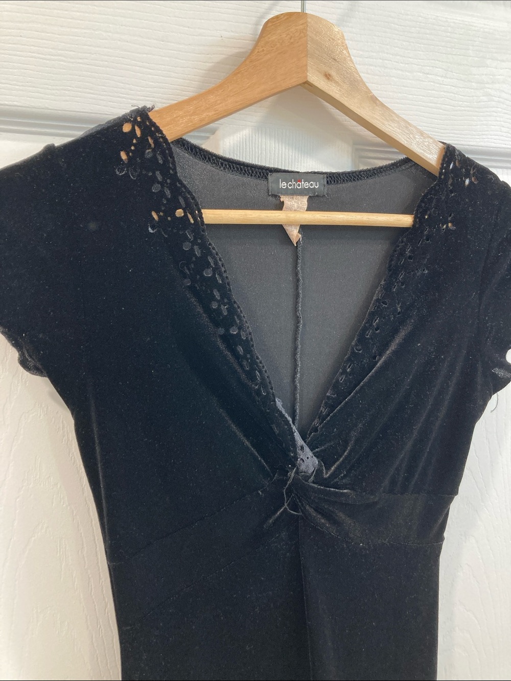 Vintage 90’s Le chateau Black Velvet Midi Dress with cutout design